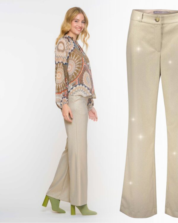 Geisha gouden glitter pantalon rechte broek collectie voorjaar zomer 2025 - Dijkstra Mode