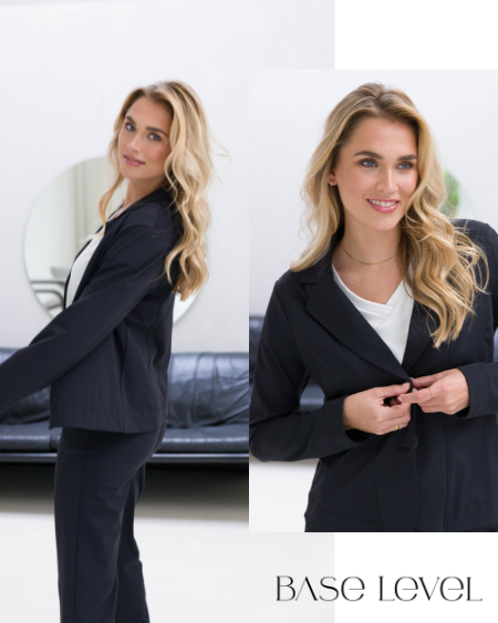 Base Level marine blauw donkerblauw broekpak co-ord gekleed gelegenheid Dijkstra Mode