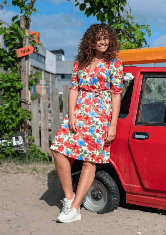 Jurken fos fashion tricot bloemenjurk dijkstra mode feanwâlden