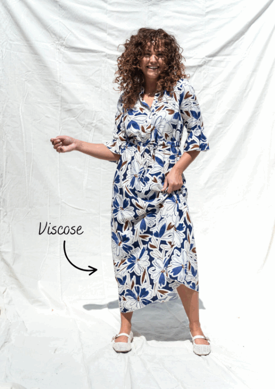 Fos fashion viscose maxidress zomer jurk blauw wit bruiloft gekleed daggast