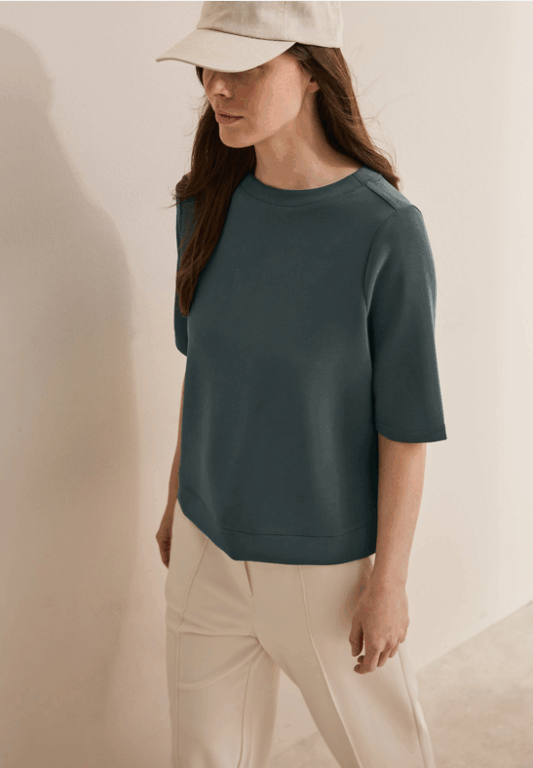 Sweatshirt korte mouwen lang groen cecil damesmode 2025
