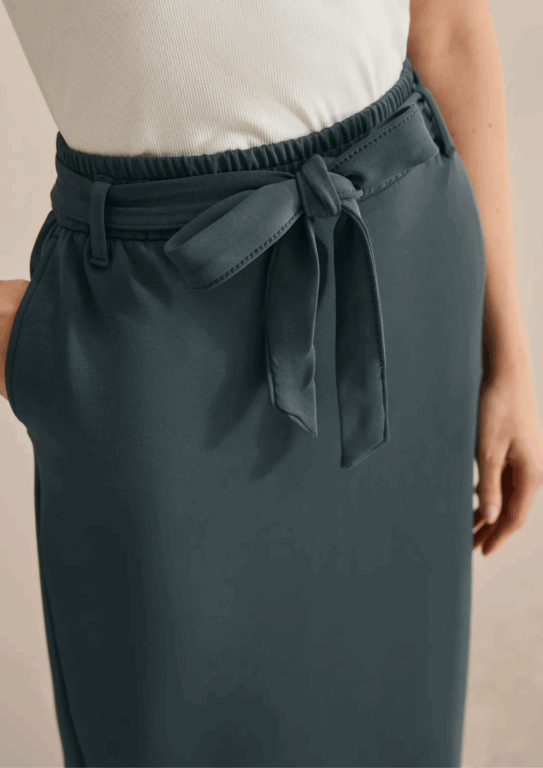 Halflange rok sweatstof groen cecil damesmode 2025