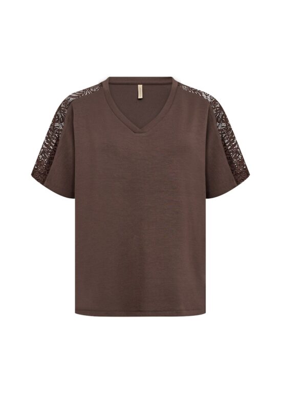 Tricot stretch sweatstof t-shirt ronde hals pofmouw Soyaconcept