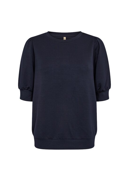 Tricot stretch sweatstof t-shirt ronde hals pofmouw Soyaconcept
