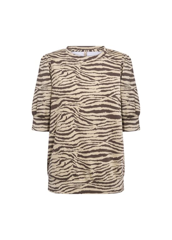 Tricot stretch sweatstof t-shirt ronde hals pofmouw Soyaconcept