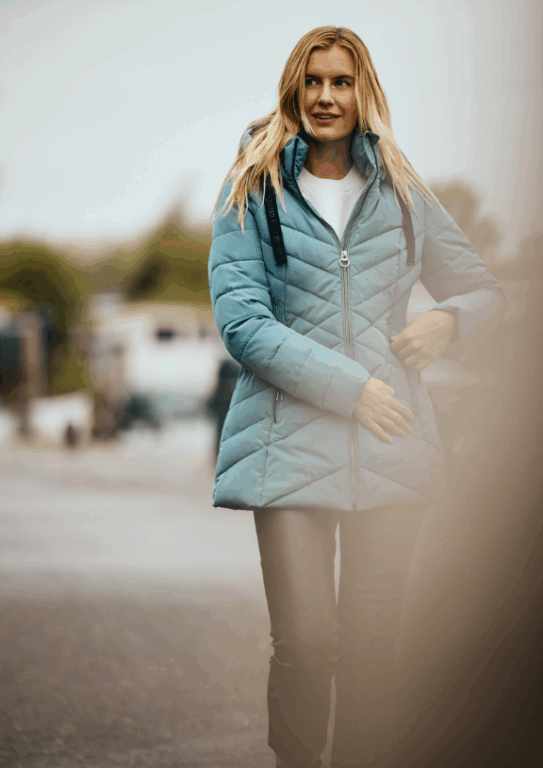 Winterjas groen blauw gewatteerd District buitenjas damesjas winterjassen