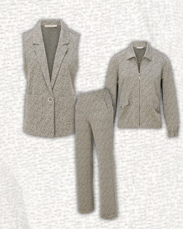 co-ord Dreamstar pak grijsprint - Gilet, jasje, broek