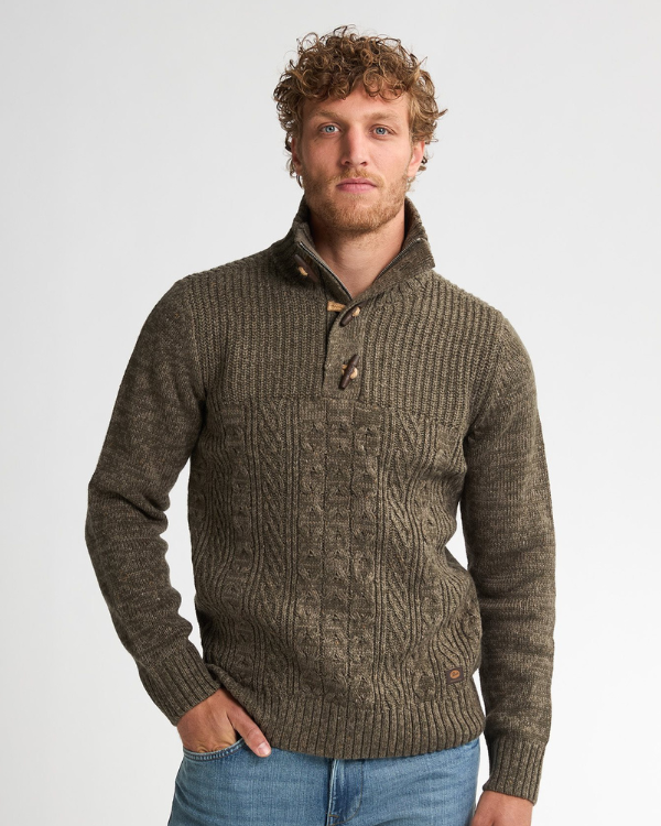 Petrol Industries groene zip-trui schipperstrui gebreid