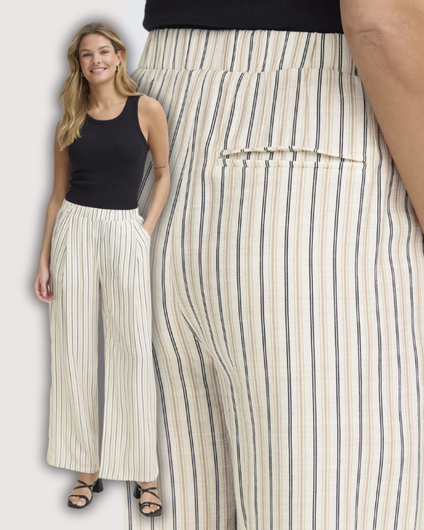 Fransa krijtstreep broek rechte broek verticale streep.