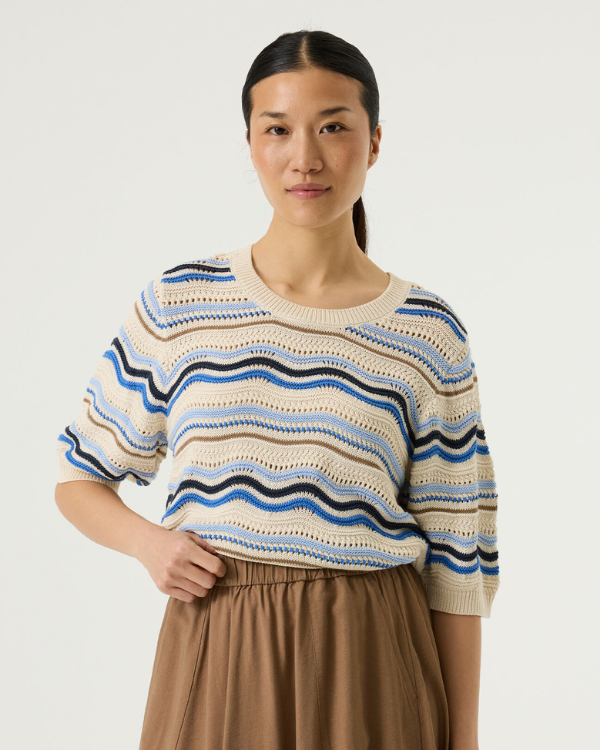 Gestreept garcia crochet model korte mouwen gestreepte trui