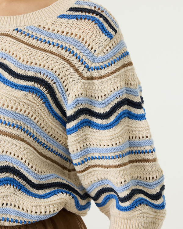 Gestreept garcia crochet model korte mouwen gestreepte trui Dijkstra Mode