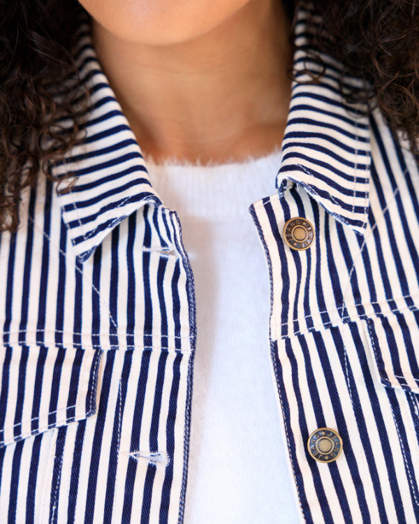 Ivy Beau gestreepte broek gilet streep items maritiem trend print