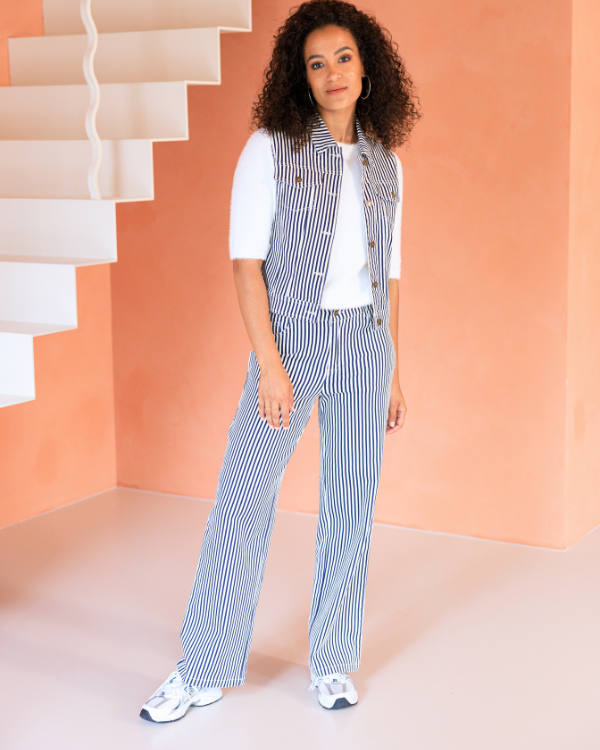 Ivy Beau gestreepte broek gilet streep items maritiem trend print jeans co-ord