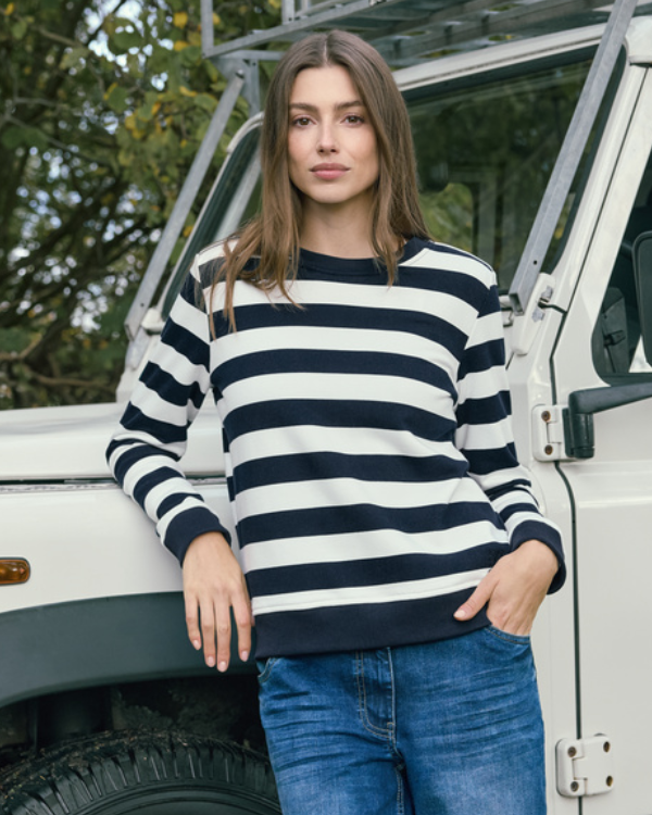 Cecil gestreept brede strepen maritiem blauw wit trui sweater bij Dijkstra Mode