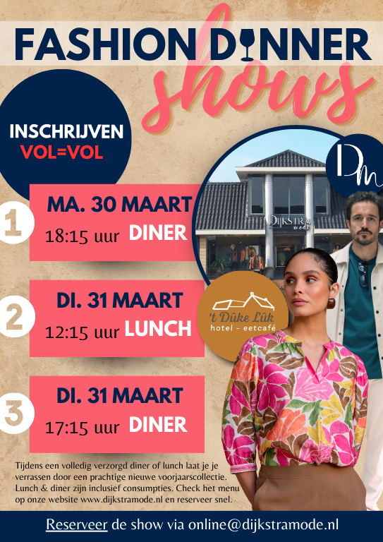 Fashion Dinner show 2026 Dijkstra Mode modeshow