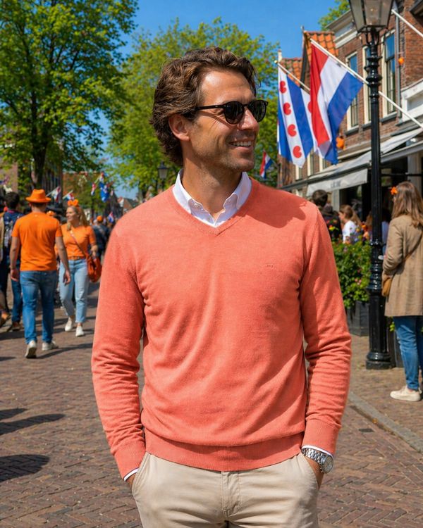 Koningsdag Friesland Dokkum dichtbij Feanwâlden outfit oranje kleding modewinkel fashion herenmode damesmode dijkstra mode